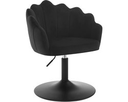 HHHK - Fauteuil - Kaptafel Stoel - Zwart - Bloemvormig - Loungestoel - Fauteuils met Armleuning - Make-up Stoel - Kruk - 360°