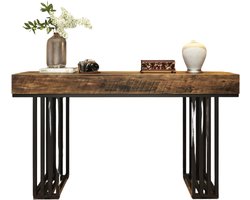 HHHK - Haltafel - Wandtafel - Sidetable - Hout Metaal - Zwart Bruin - Sidetable Industrieel - 30x140x83cm - Consoletafel - Hal