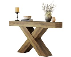 HHHK - Haltafel - Wandtafel - Sidetable - Hout - Wit - Sidetable Landelijk - 30x100x85cm - Woonkamer - Hal - Consoletafel - X-poot