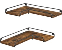 HHHK - Hoekplank - Hoekrek - Hoekplanken Wand Rek - Hoekschap - Wandplank - Boekenplank - Boekenplank Zwevend -Hout - Metaal