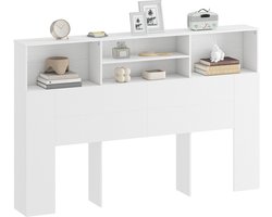 HHHK - Hoofdeinde - Bedhoofdeind - 20,2x160x108,2cm - Wit - Hout - met Open Vakken - Headboard - Hoofdbord - met Opbergruimte