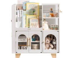 HHHK - Houten Boekenkast Kinderen - Wit - Montessori Boekenkast - Boekenrek - Boekenkast Kind - Boekenkastje - 79.2x29.5x89.3cm