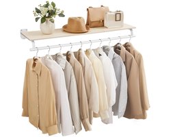 HHHK - Kapstok - Wandkapstok - Kapstok Hangend - Kapstok Muur - Kapstokhaak - Wit - Met Plank - 28x109x13,2 cm - Kledinghanger