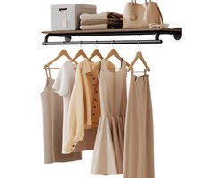 HHHK - Kapstok - Wandkapstok - Kapstok Hangend - Kapstok Muur - Kapstokhaak - Zwart - Met Plank - 28x109x13,2cm - Kledinghanger