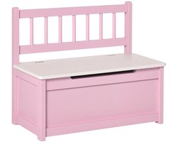 HHHK - Kinderbankje met Opbergruimte - Bank - Roze - Bankje - 30x60x50cm - Kinderbank - Speelgoedkist - Opbergkist - Speelgoedmand