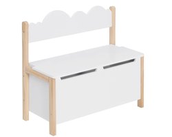 HHHK - Kinderbankje met Opbergruimte - Bank - Wit - Bankje - 30x60x50cm - Kinderbank - Speelgoedkist - Opbergkist - Speelgoedmand