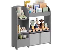 HHHK - Kinderkast - Boekenkast - Speelgoedkast - Opbergkast - 30x93x100 cm - Grijs Hout - Opbergkast Kinderen - Kinderboekenkast