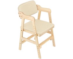 HHHK - Kinderstoel - Hoogte Verstelbaar - Kinderstoeltje - Kinderstoeltje voor Peuter - Peuterstoel - Stoel Kind - Beige - Hout