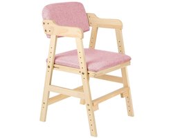 HHHK - Kinderstoel - Hoogte Verstelbaar - Kinderstoeltje - Kinderstoeltje voor Peuter - Peuterstoel - Stoel Kind - Roze - Hout