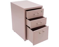 HHHK - Ladekast Bureau - Roze - Bureau Organizer - Ladeblok - Metaal - Ladenkastje - Kantoorkast - Ladenkast op Wielen - Slot