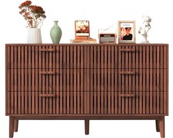 HHHK – Ladekast – Ladenkast – Opbergkast – Donker Hout - 34x100x73 cm – Dressoir – Wandkast - Ladekastje – Modern Kast – 6 Lades