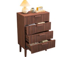 HHHK – Ladekast – Ladenkast – Opbergkast – Donker Hout - 34x60x91 cm – Dressoir – Wandkast - Ladekastje – Modern Kast – 4 Lades