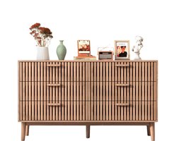 HHHK – Ladekast – Ladenkast – Opbergkast – Licht Hout - 34x100x73 cm – Dressoir – Wandkast - Ladekastje – Modern Kast – 6 Lades