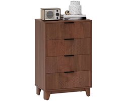 HHHK - Ladekast - Opbergkast - Bruin - 36x60x90cm - Ladekastje - Wandkast - Dressoir - Gangkast - Halkast - Kledingkast - 4 Lades