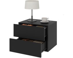 HHHK - Nachtkastjes Set van 2 - Zwart - Hangend nachtkastje - Nachtkastje Zwevend - Nachtkastjes - Nachtkastje Zwart - Met Lades
