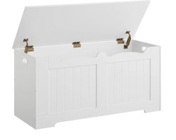 HHHK - Opbergkist - Speelgoedkist - Dekenkist - Opbergbox Binnen - 40x100x48cm - Wit - Opbergbak - Opbergbank - Kist - Bank