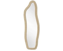 HHHK - Organische Spiegel - Beige - 160x50cm - Wandspiegel - Vloerspiegel - Passpiegel - Wandspiegel Modern - Asymmetrisch Design