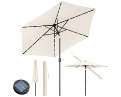 HHHK - Parasol - Met Led - Beige - 292x247cm - Solar - Stokparasol - Strandparasol - Kantelbaar en Verstelbaar - Waterdicht - Rond