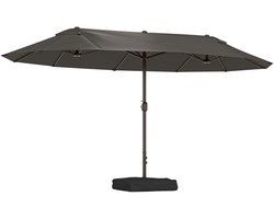 HHHK - Premium Parasol - Grijs - 265 x 455 x 238 cm - Inclusief Parasolvoet - met Opbergzak - XXL Rechthoekig - met Zwengel