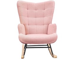 HHHK – Schommelstoel - Roze - Schommelstoel Babykamer - Schommelstoel Woonkamer - Relaxstoel - Fauteuil - Voedingsstoel