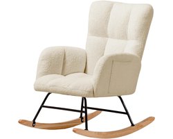 HHHK - Schommelstoel - Schommelstoel Babykamer - Fauteuil - Beige - Teddy Pluche - Schommelstoelen - Schommelstoel Teddy