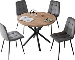 HHHK Set van 4 Eetkamerstoelen - Set van 4 - Grijs - Eetkamerstoel - Eetkamerstoelen Set van 4 - Fluweel - Moderne Stoelen
