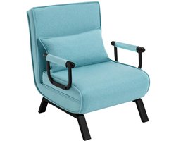 HHHK - Slaapstoel - Blauw - Slaapbank - Vouwbed - Slaapfauteuil 1 Persoons - 65x75x78 cm - 184x65x26 cm - Zetelbed - Logeerbed