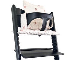 HHHK - Stokke Tripp Trapp kussenset - zitkussen en rugkussen - Wit met beertjes - Stoelverkleiner - Babyset kussen