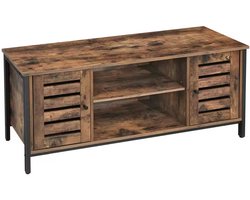 HHHK - TV Meubel - Vintage Bruin - TV Kast - TV Meubel Industrieel - TV Meubel Hout - 40x110x50cm - TV Bankje - Met 2 Deurtjes