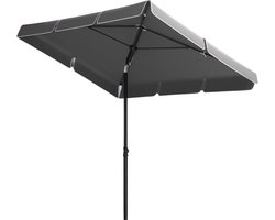 HHHK - Vierkante Parasol - 200x125x240cm - Grijs - met Opbergtas - met Parasolhoes - Stokparasol - Kantelbaar - Exclusief Voet