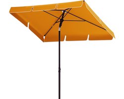 HHHK - Vierkante Parasol - 200x125x240cm - Oranje - met Opbergtas - met Parasolhoes - Stokparasol - Kantelbaar - Exclusief Voet