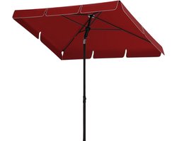 HHHK - Vierkante Parasol - 200x125x240cm - Rood - met Opbergtas - met Parasolhoes - Stokparasol - Kantelbaar - Exclusief Voet