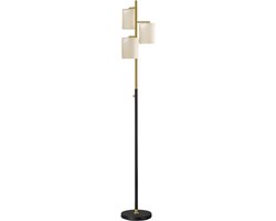 HHHK - Vloerlamp - 3 Lampen - Vloerlamp Woonkamer - Staande Lamp - Staande Lamp Woonkamer - Industrieel - Zwart - Goud - 173cm