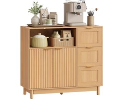 HHHK - Wandkast - Dressoir - Eiken Bruin - 35x90x80cm - Opbergkast - TV Meubel - Ladekast - Wandkastje - 3 Lades 2 - Buffetkast