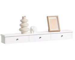 HHHK - Wandkast - Wandplank met Lade - Wandplank Zwevend - Boekenplank - Wit - 15x94x10cm - Wandrek - Boekenstandaard - 3 Lades