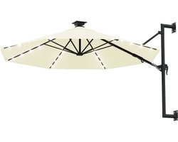 HHHK - Wandparasol - Muurparasol - Zand - Met Led verlichting en Solar - 300x120cm - Zweefparasol - Hangparasol - Muur Montage