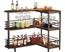 HHHK - Wijnbar - Wijnkast - Drankkast - Wijnrek - Bar - Barkast - Wijnkast Industrieel - Hout - Metaal - Opbergkast - Barmeubel