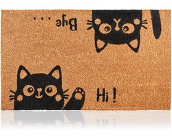 Hi-Bye Deurmat met kat, kokosvezel, 45 x 70 cm, antislip, originele vloermatten voor entree, hal, buitendeuren, thuisaccessoires, robuust materiaal