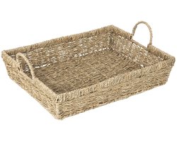 HI Dienblad - zeegras - 48x36x11 cm - beige - serveertray - hoge opstaande rand - decoratieve dienbladen