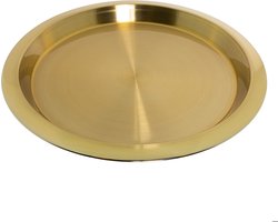 HI Dienblad/serveerblad - RVS - D40 cm - goud - met opstaande rand