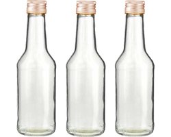 HI Fles - Set van 20x stuks - met schroefdop - transparant - 200 ml - glas - Glasflessen / flessen met schoefdoppen