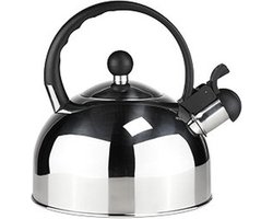 HI Fluitketel - 2,5 liter - zilver/zwart - RVS - waterkoker - voor camper/camping/caravan