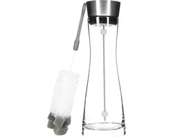 HI Karaf - 1 liter - glas - RVS fruitspies - met borstel - schenkkan