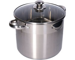 HI kookpan/Soeppan met deksel - RVS - 8 liter - alle warmtebronnen - D24 x H22 cm