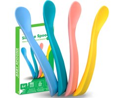 HI NATURE™ Baby lepeltjes - Siliconen babylepel (4 stuks) - 100% BPA vrij eetlepel - Baby lepeltjes - Siliconen babylepel met zachte boord - babybestek oefenlepel