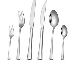 HI NATURE™ Besteksets - Bestekset 12 persoons modern 100% RVS (72-delig) Zilver | Bestek, Lepels, Messen, Vorken, Steakmessen & Gebaksvorkjes | Vaatwasserbestendig - Hoogwaardige Roestvrij Premium Edelstaal 18/10