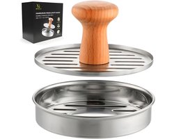 HI NATURE™ Burgermakers - 100% RVS Professionele Hamburgerpers en Hamburgermaker | Roestvrij Staal Smash Burger - Strakke Grillgroeven - BBQ Accesoires - BBQ Gereedschap - Barbecue Accessoires - Antiaanbaklaag Burger Pres