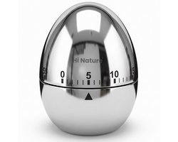 HI NATURE™ Kookwekkers - Kookwekker - tot 60 minuten - Premium RVS - Kookwekker Analoog - Keukenwekker - Kookwekker mechanisch - Keukentimer - Zilver