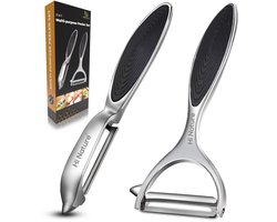 HI NATURE™ Robuuste Kwaliteit Dunschillers Set 2 - Dunschiller Aardappel - Aardappelschiller - Potato peeler | I-model - Y-model voor Fruit- en Groenteschiller RVS (Zwart)