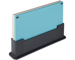 HI Set van 3 snijplanken - groente/vis/vlees - multicolor - kunststof - 35 x 7 x 23 cm - met standaard
